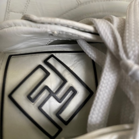 Fendi white leather trainers rubber shoes monogram double F size 7 Italy low cut main image 8